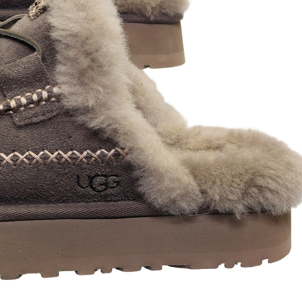 UGG Tazz Suede Platform Slippers Women 8 Caribou Excellent Tasman Braid 1158260 - Picture 3 of 8